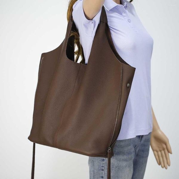 Bolsas de noche MS de gran tamaño de cuero suave mujer bolso de hombro de cuero de vaca de lujo mochila escolar espacioso casual Tote Lady Big 2023