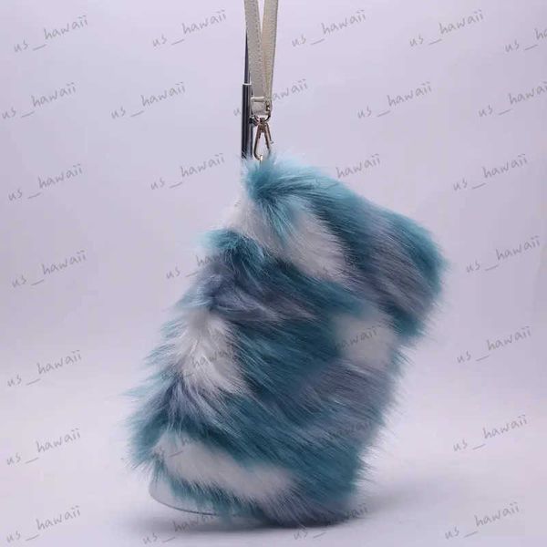 Sacs de soirée Nouveau renard en peluche femmes sacs à main de luxe fausse fourrure dame sacs à main décontracté couleur unie femme petit sac mode hiver sacs à main colorés T231214