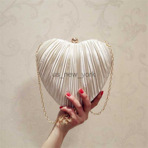 Bolsos de noche Nuevas mujeres Fold Evening Clutch Bolsos de banquete en forma de corazón con cadena Bolsos de cena de boda DropShipping MN1293 HKD230821