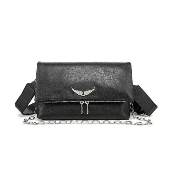 Bolsos de noche Nuevo Zadig Voltaire Bolsos de mano de diseñador Bolso de cadena de ala de cuero genuino Mujer Crossbody Negocio Simple Moda casual Bolso al aire libre Tote NYF