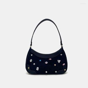 Bolsas de noche Niche Y2K Estilo Vintage Kawaii Bolso de hombro con diamantes coloridos Monederos y bolsos de fiesta Moda Ladies Underarm