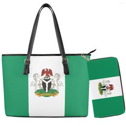Bolsas de noche Bandera nigeriana Patrón de país Bolso de mano Conjunto de billetera Suave Durable Resistente a la decoloración Hombro de poliéster para niñas adolescentes Mujer Regalo