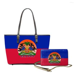 Sacs de soirée Noisydesignens 2023 Épaule de conception de drapeau en Haïti pour femmes pour femmes composite de sac à main en cuir PU composite sac à main