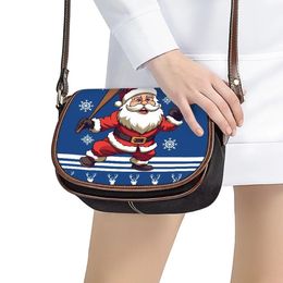 Avondtassen Noisydesigns Leuke Kerstman Prints Mode Messenger Bags Voor Vrouwen Pu Leer Dames Vrolijk Kerstfeest Drop 231116