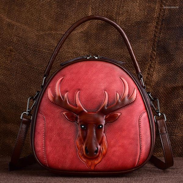 Sacs de soirée Norbinus Vintage Bandoulière Pour Femmes En Cuir Véritable Messenger Sac Animal Imprimé Fourre-Tout Épaule Sac À Main Femme Poignée Supérieure