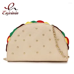 Avondtassen Nieuwheid Taco -vormige portemonnees en handtassen voor vrouwen Fashion Girls Chain Small Crossbody Bag Funky Clutch Designer Schouder