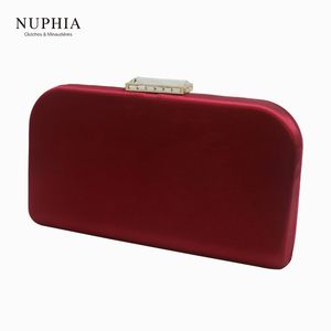 Bolsas de la noche Nuphia Libro forma cola de satén de seda y vino tinto 230817