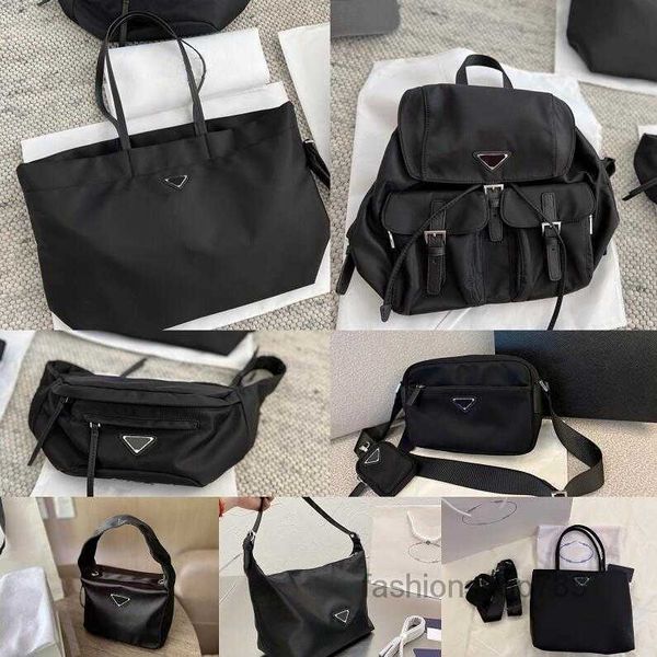 Bolsos de noche Nylon Triangle P Mujeres Negro Hombro Crossbody Bolso Embrague Axilas Monedero Letras Cintura Mujeres Gran capacidad Cremallera Mochila SM