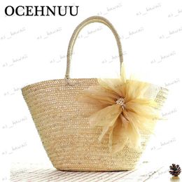 Sacs de soirée OCEHNUU Mode Fleurs Lady Sac De Plage D'été À La Main Femmes Sacs À Main Sacs À Main Str Dames Main Rotin Sac Grande Capacité Borse T230526