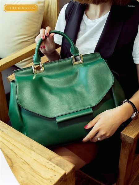 Bolsos de noche Oficina Damas Trabajo Maletín de gran capacidad Mujeres Bolso de hombro de cuero genuino Elegante Casual Totes Bolso Correa Crossbody