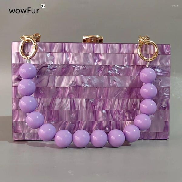 Bolsos de noche Pearl Purple Women Homebe Bead Many Many Caja de caja acrílica embrague de fiesta de bodas