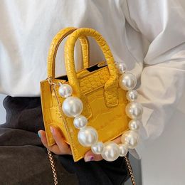 Abendtaschen Perle Super Mini Einkaufstasche 2023 Frühlingsmode Hochwertige PU-Leder Damen Designer Handtasche Kette Schulter Messenger