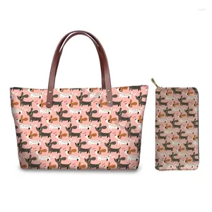 Sacs de soirée rose dessin animé saucisse chien imprimer femmes mignon grands sacs à main mode sacs à main à la mode fourre-tout décontracté plage pour Bolsos personnalisés