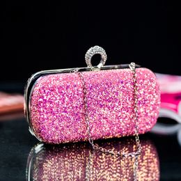 Bolsas de noche Pink Clutch Monedero Mujeres Bling Lentejuelas Bolsos Diseñador de moda Bolsa de teléfono de lujo Crossbody Pequeño 230901