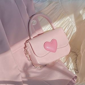 Avondtassen roze hart Girly kleine vierkante schoudertas mode love dames turn bundel handtassen vrouwelijke ketting topgreep messenger tassen cadeau 230508