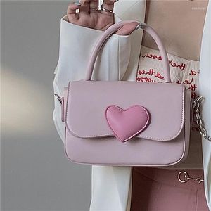 Sacs de soirée coeur rose Girly petit sac à bandoulière carré mignon amour femmes fourre-tout sac à main sacs à main femme chaîne poignée supérieure messager cadeau