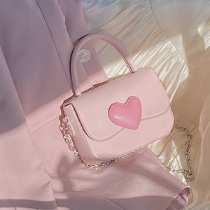 Bolsos de noche Pink Heart Girly Small Square Shoulder Bag Moda Love Women Tote Purse Bolsos Mujer Cadena Top Handle Messenger Bags Gift 221020