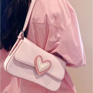 Avondtassen roze hart dames schoudertassen kleine vierkante klep onderarm tas mode love dames okselzak koppeling portemonnees vrouwelijke handtassen 230509