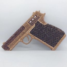 Avondtassen Pistool Crystal koppeling Pas ontwerp Pistoolvorm Zilver/goud/champagne 13 kleuren diamanten koppels handbagsevening