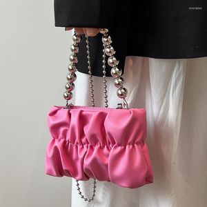 Sacs de soirée plissés conception en cuir PU sac à bandoulière pour femmes 2022 haute qualité luxe femme chaîne marque épaule sac à main et sacs à main