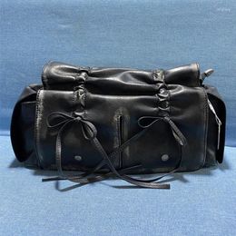 Avondtassen Geplooide Trekkoord Strik Moto Bike Voor Dames Luxe Designer Handtassen En Portemonnees 2024 In Vintage Schouder Crossbody