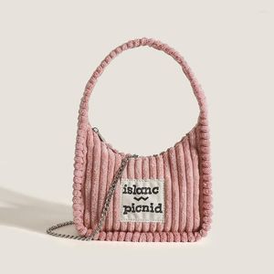 Sacs de soirée sacs à main de créateur en peluche pour femmes 2023 chaîne à rayures solides Mini sac fourre-tout sac à main mode filles lettres mignonnes bandoulière épaule