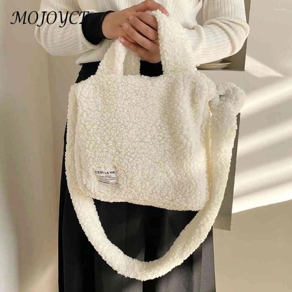 Sacs de soirée en peluche pourdies Milky Milky White Automne Hiver Hiver Top-main chaud Soft Fashion Casual Fashion Portable Simple pour les vacances le week-end