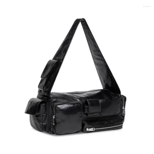 Bolsos de noche Bolso de hombro de axila de estilo punk para mujeres Bolsillos múltiples Bolso de embrague de cuero vegano vintage Bolso de teléfono con estilo rock