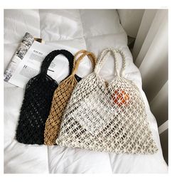 Avondtassen Puur Kleur Katoenen Touw Holle Strozak Handgemaakte Geweven Strand CrossBody Vrouwelijke Handtas Mesh