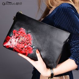 Avondtassen QiaoDuo luxe handtassen damestassen designer echt leer gekleurde tekening clutch bag vrouw Chinese stijl messenger bags dames 230906