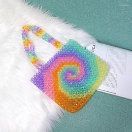 Sacs de soirée Rainbow Design Ins polyvalent grande capacité sac à main à la main perlé mode féminine sac à bandoulière tissé coloré Bolso Mujer