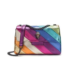 Abendtaschen Regenbogen-Adlerkopf-Handtaschen Umhängetasche 26 cm Mittelgroße Raibow-Vogel-Patchwork-Schulterkette Kleine Geldbörse mit Klappe 231006