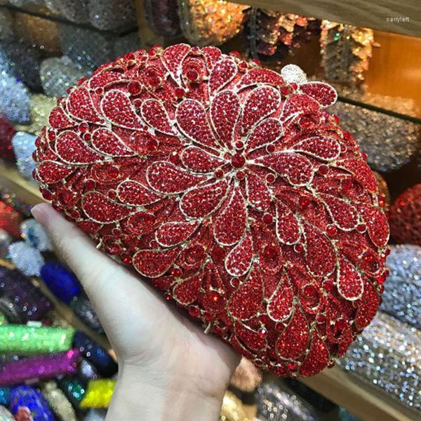 Bolsos de noche rojo/champán/plata/negro/dorado embrague de cristal Fiesta de bodas Bolsos para el hombro de la cartera