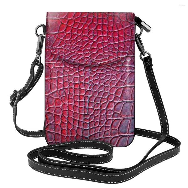 Sacs de soirée Sac à bandoulière en peau de crocodile rouge Texture animale Cuir extérieur Femmes Étudiant Mode Sac à main réutilisable