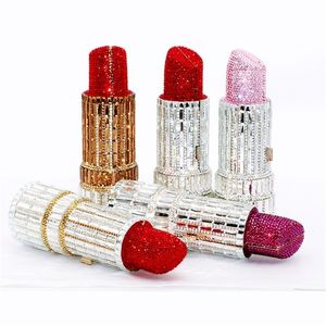 Avondtassen Rode Lippenstift Clutch Portemonnee voor Vrouwen Crystal Fashon Nieuwigheid Vrouwelijke Party Diner Handtassen en Jelly Portemonnees 220913