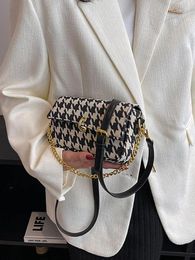 Avondtassen Retro Contrast Plaid Dameshandtas Designer Kleine Tweed Schouder Crossbody Voor Dames Trend Chain Bag Vrouwelijke Koppelingen