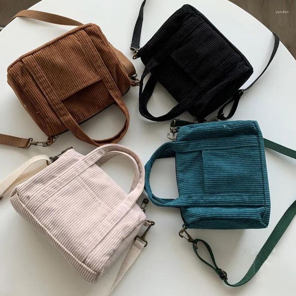 Bolsas de noche Retro Corduroy Slant Cross Bag Color Sólido Cremallera Hombro Moda Casual Bolso Cien Crossbody