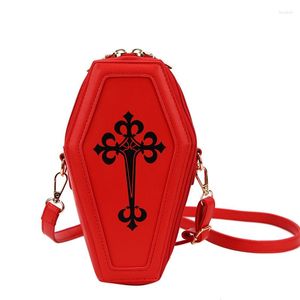 Avondtassen Retro Gothic Schoudertas Halloween Handtas Cross Body Doodskist Vorm Portemonnees Voor Vrouwen Meisjes Themafeest