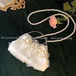 Avondtassen Retro Parels Portemonnee en handtassen Rose Flower Casual Elegant Fashion Allmatch French Silt Pocket 230804
