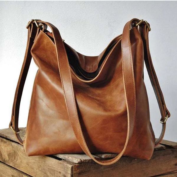 Bolsos de noche Bolsos de mano retro para mujer Estilo europeo y americano Bolsos de compras marrones Bolso de viaje informal de hombro de gran capacidad 231213