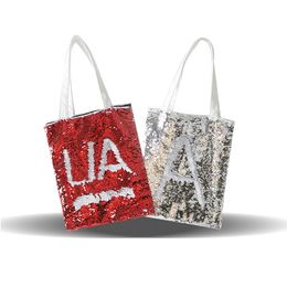 Bolsas de noche Sublimación mágica reversible Lentejuelas en blanco Tote Solo hombro para transferencia de calor Impresión DIY Regalo de Navidad Mujeres Niñas 230807