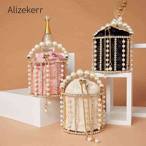 Avond tassen strass avond parel clutch tas vrouwen luxe handgemaakte diamant kralen emmer portemonnees en handtassen bruids bruiloft feest zoet 220315