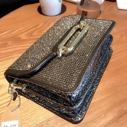 Avondtassen Rhinestone hoogwaardige diamanten vrouwen mode crossbody schoudertas merk echt lederen zadel bolsos mujerevening