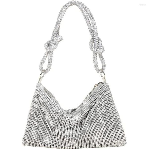 Bolsos de noche, bolso Hobo con diamantes de imitación para mujer, bolso brillante elegante, bolso de mano brillante, bolso de mano para Club, fiesta de boda