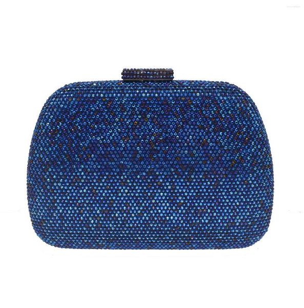 Bolsos de noche Royal Blue Crystal Embragues Monederos nupciales Caja de fiesta de boda Bolso de embrague Bolsos de mujer Hombro con diamantes de imitación