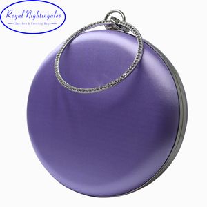 Sacs de soirée Royal Nightingales Forme ronde Boîte dure Embrayage Soie Satin Party Bright Violet Rouge Vert 230915