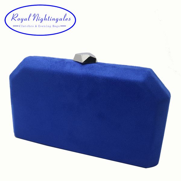 Sacs de soirée Royal Nightingales Velvet Suede Hard Box Clutch Pochettes et sacs à main pour femme Bleu Rouge 230725