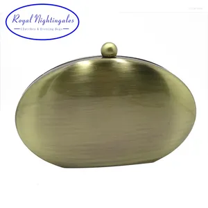 Avondzakken Royal Nightinglaes Ovaal metalen Hard Case Shell Clutch en Gold/Silver/Bronze/Gunmetal voor Dames Party Prom