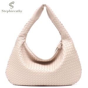 Sacs de soirée SC Marque Vegan Cuir Hobo Sac Tissé À La Main Casual Femme Sac À Main Grande Capacité Patchwork Zipper Femmes Épaule 230223