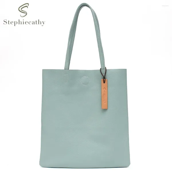 Bolsos de noche SC Diseño minimalista Full Great Laptop Tote Mujeres Flat Shopper Bolsa A4 Archivo de vaca Femenina Casual hombro